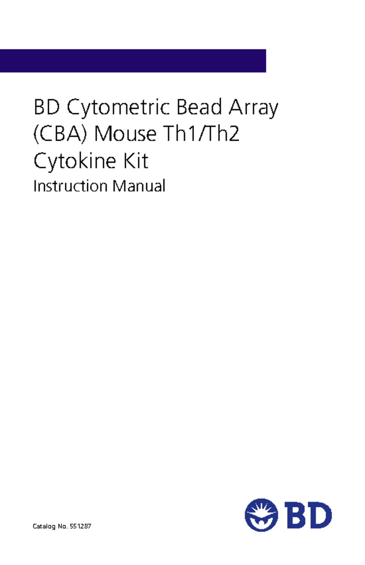 CBA Mouse Th1 Th2 cytokine kit - Catalog No. 551287 BD Cytometric Bead ...