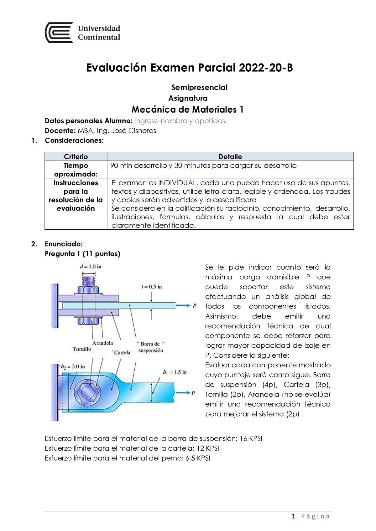 Prueba Desarrollo Examen Parcial - 1 | P á G I N A Evaluación Examen ...