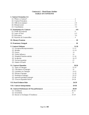 Contracts II SHAB - outline - Common Law Conditions Condition a fact ...