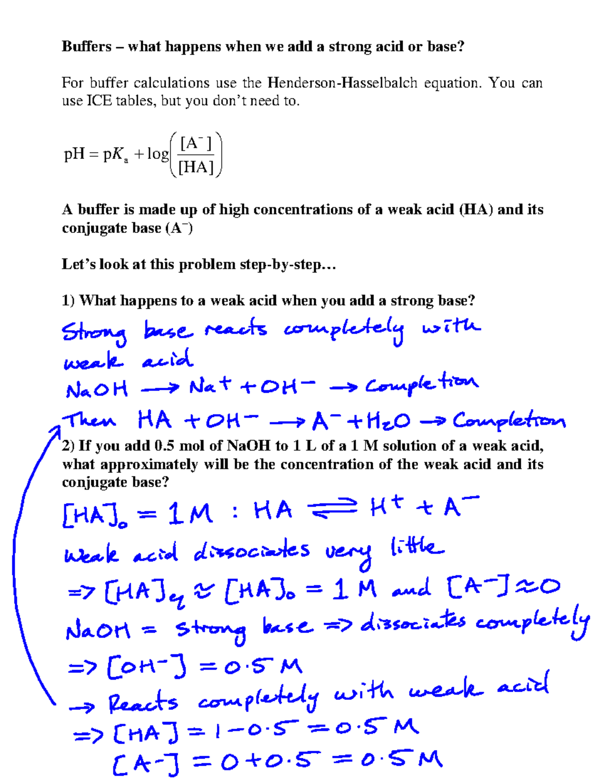 Practice Question 3 Buffers Solution Buffers what happens when we add