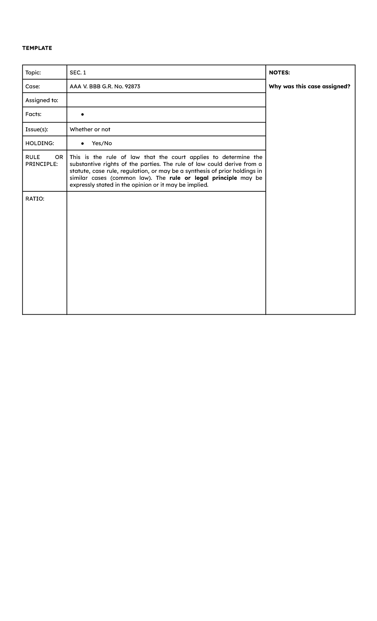 Civpro CASE Digests RULE 7 - TEMPLATE Topic: SEC. 1 NOTES: Case: AAA V ...