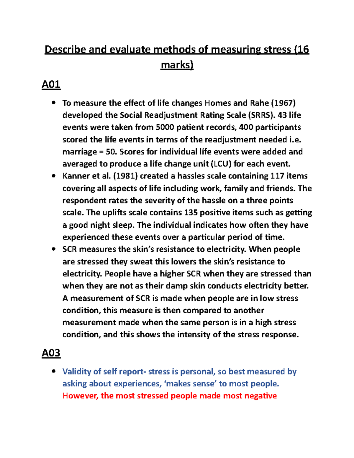 essay on measuring stress