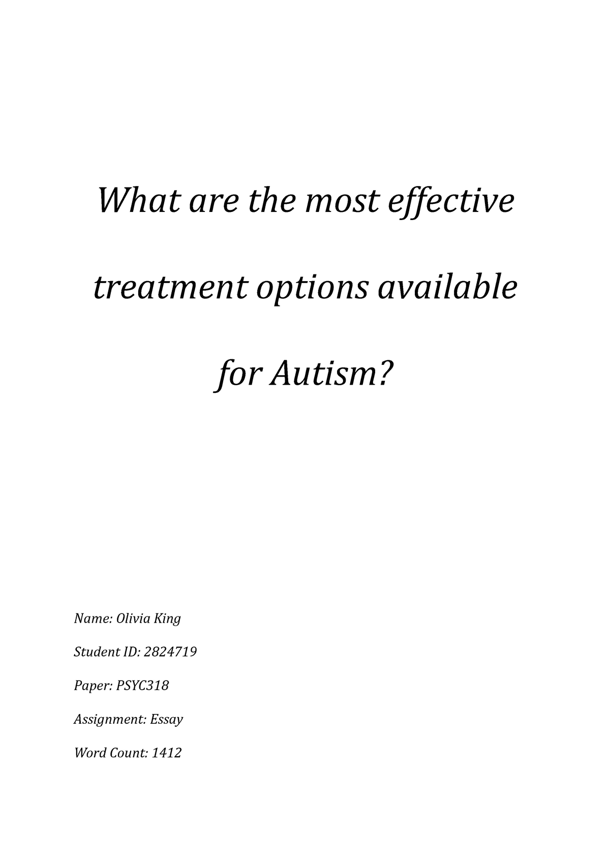 essay on autism