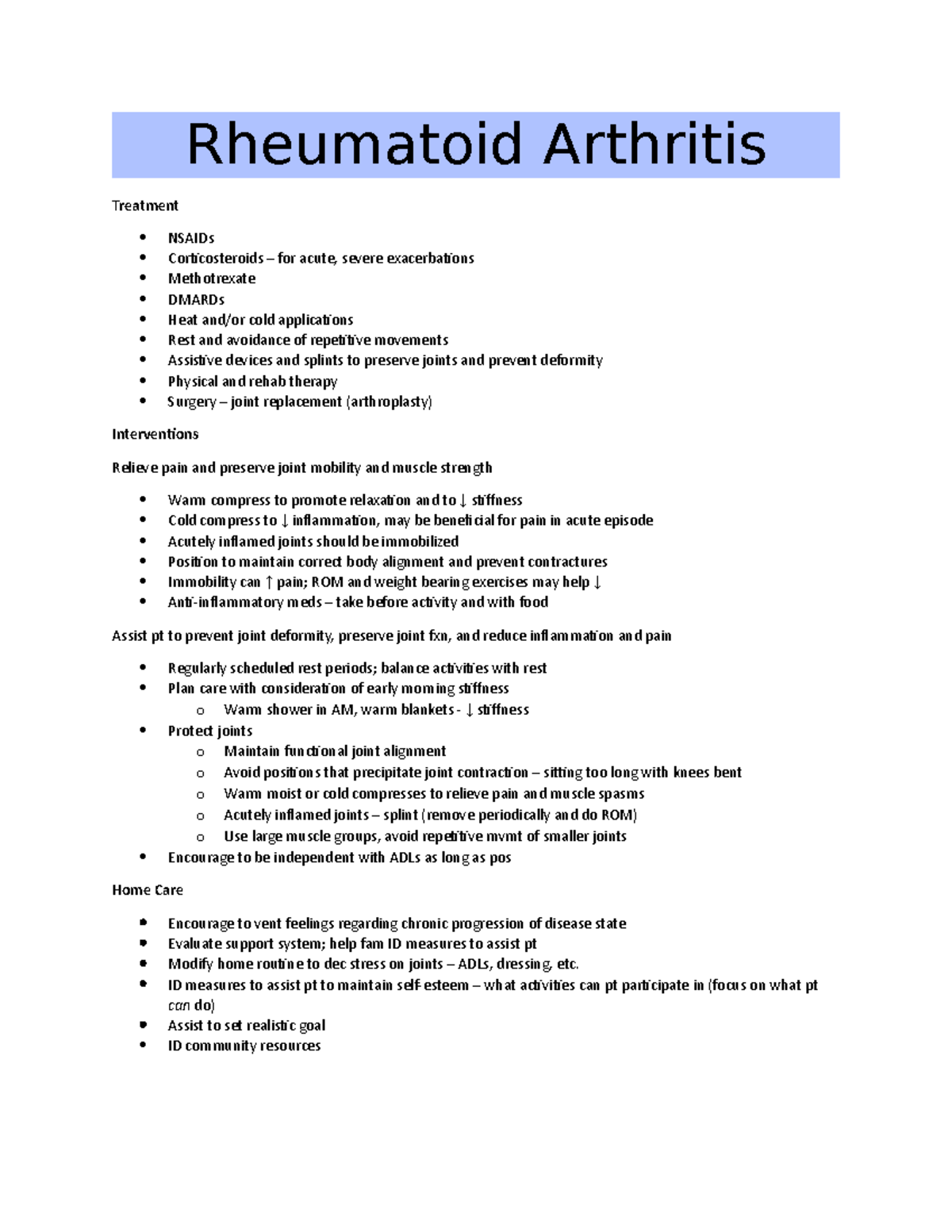 Rheumatoid Arthritis Rheumatoid Arthritis Treatment NSAIDs