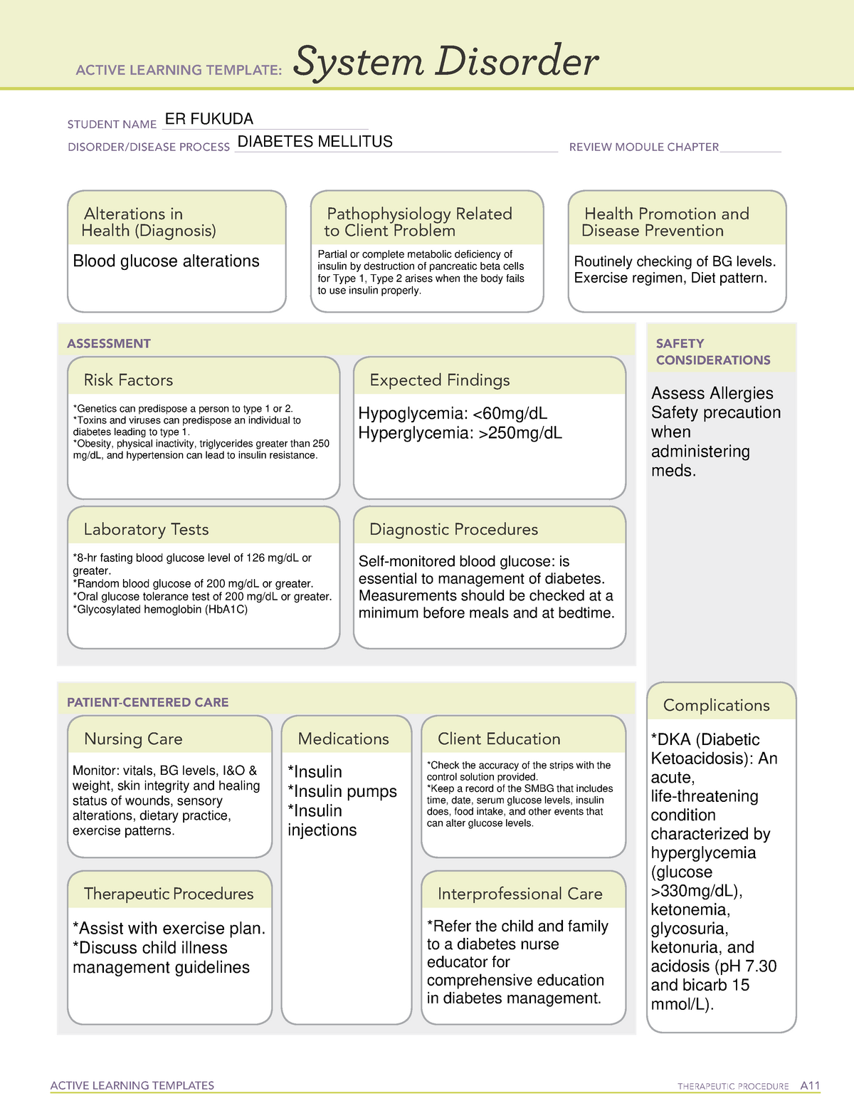 System Disorder Active Learning Template