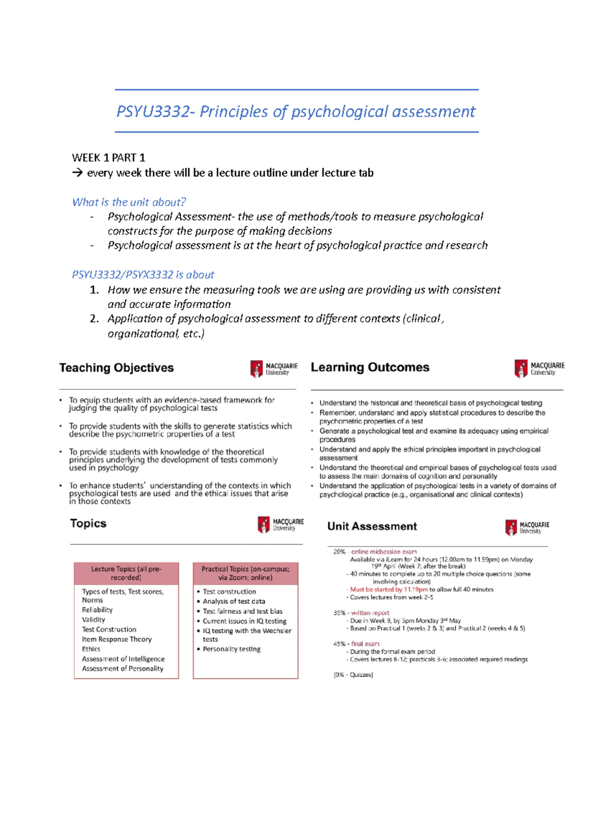 PSYU3332 - Lecture notes 1 - PSYU3332- Principles of psychological ...