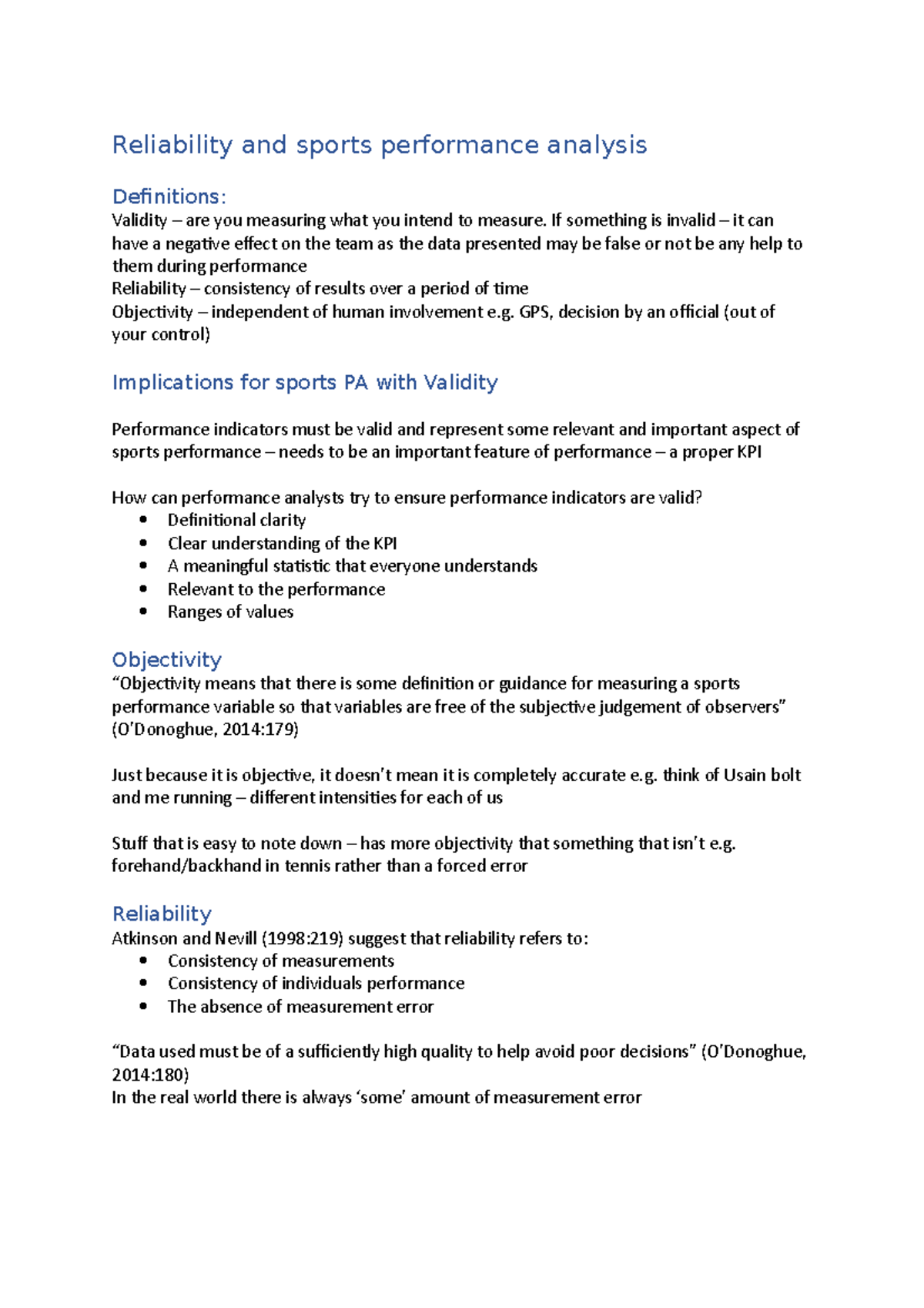 Reliability and sports performance analysis 855Z3709 MMU Studocu