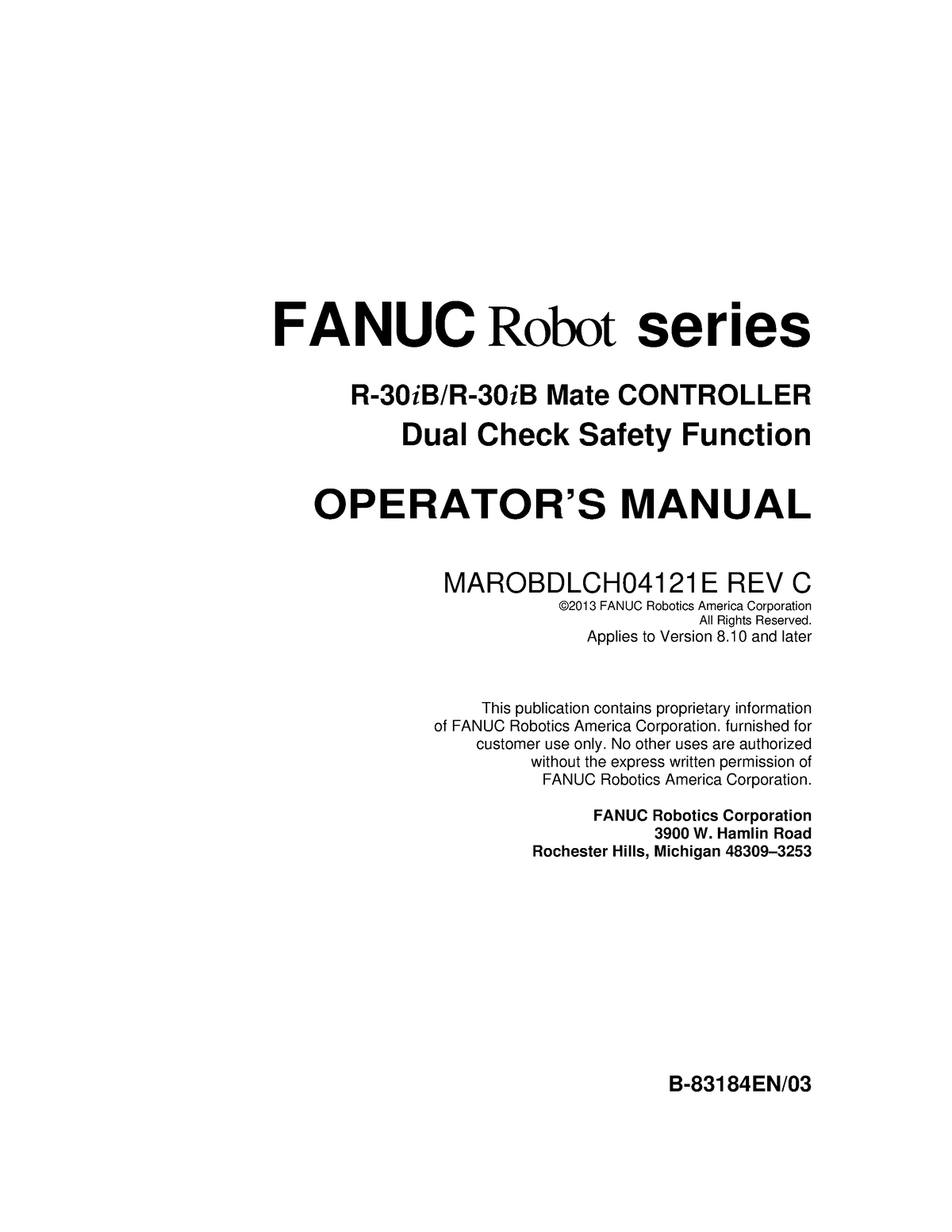 R30ib-dual-check-safety-funcion-operators-manual compress - FANUC Robot  series R-30 i B/R-30 i B - Studocu