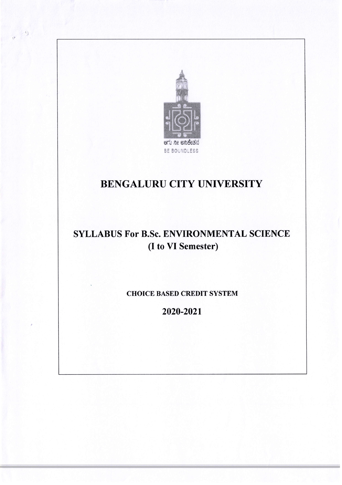 B.Sc Environmental Science - E* *s Sm&dd $r Ss;'in-[sl BENGALURU CITY ...