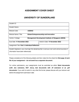 university of sunderland assignment submission