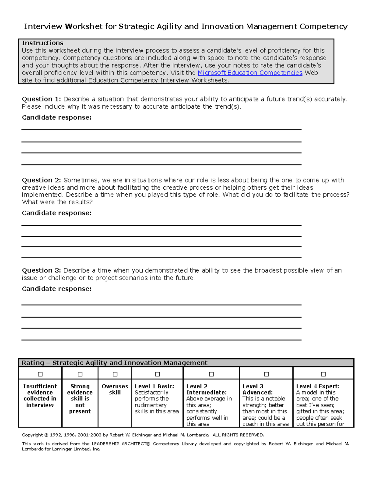 Strategic Agility and Innovation Management - Interview Worksheet - BUS ...