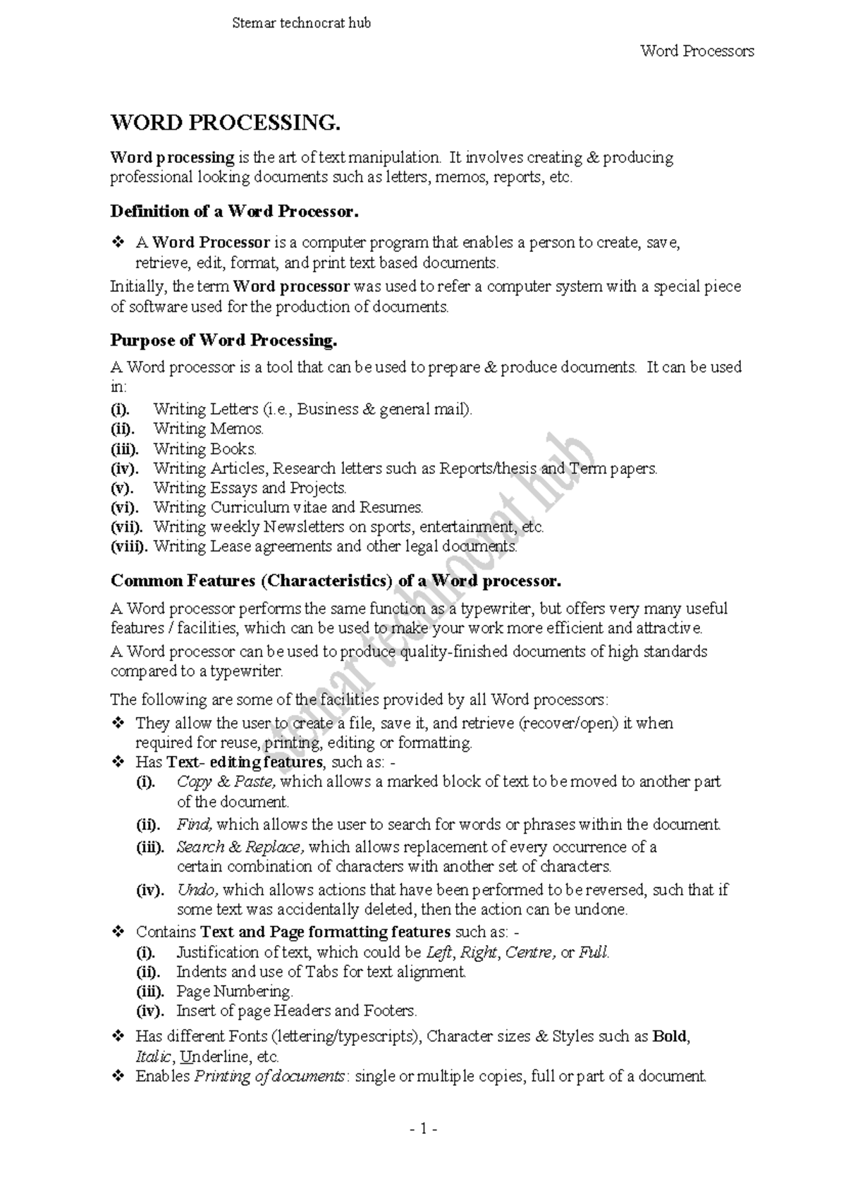 Introduction to Word Processing - Word Processors WORD PROCESSING. Word ...