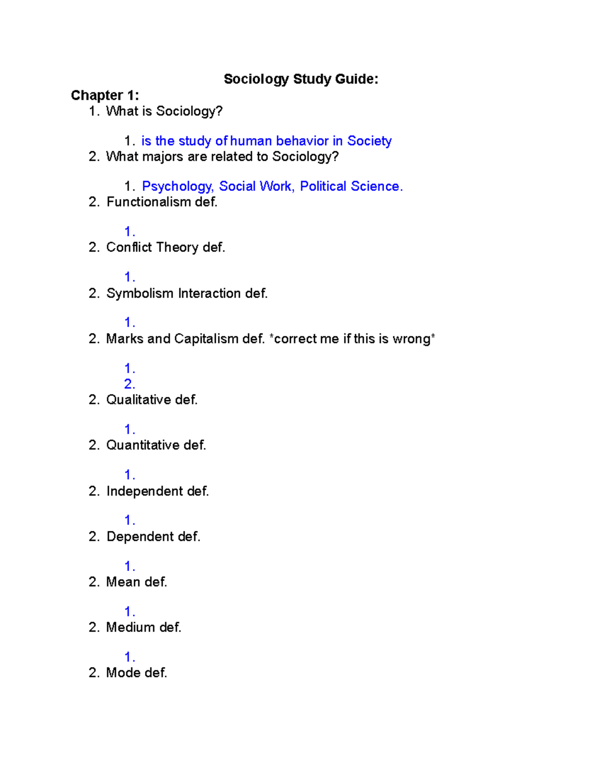 Sociology Study Guide - Test Review Questions - Sociology Study Guide ...