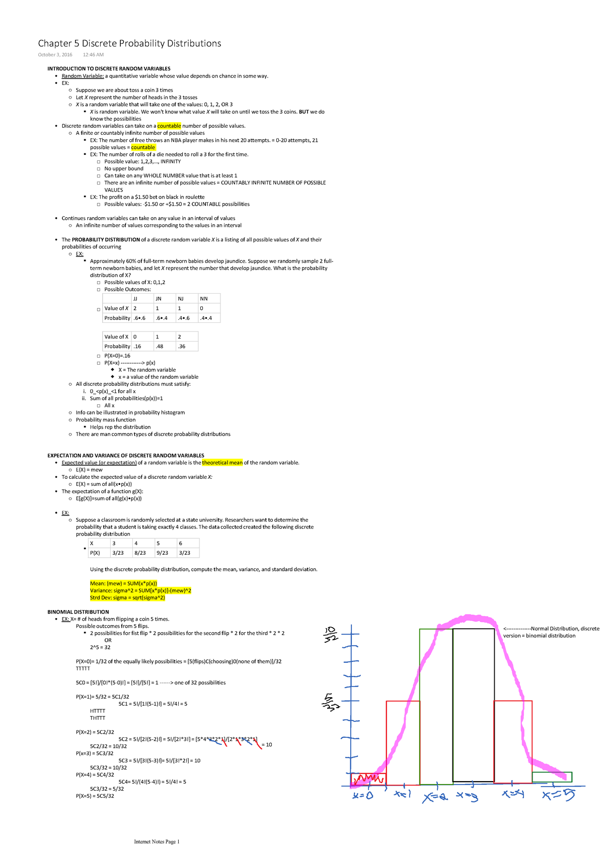 Chapter 5 Discrete Probability Distributions - Chapter 5 Discrete ...