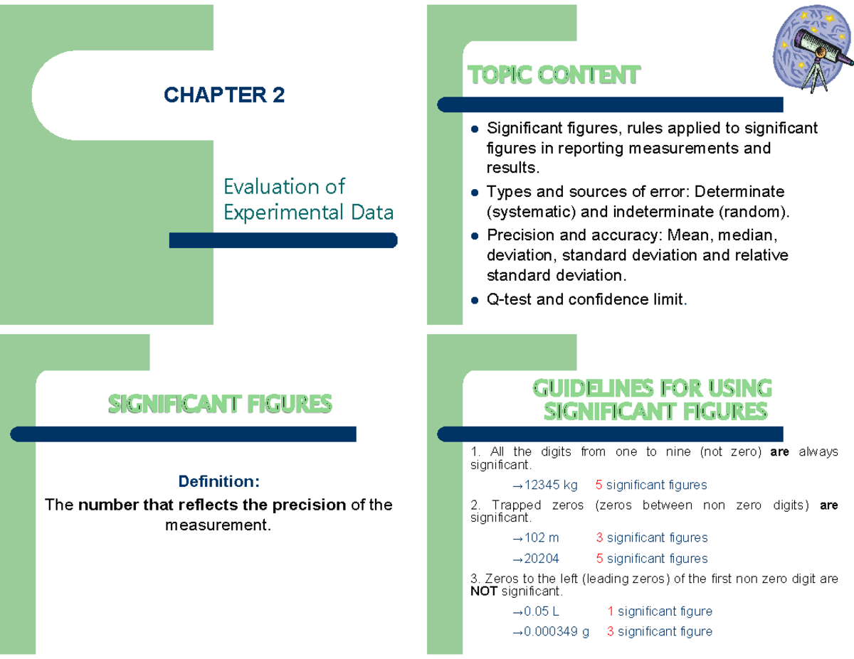 Chm256 C2 - CHAPTER 2 Evaluation Of Experimental Data Significant ...