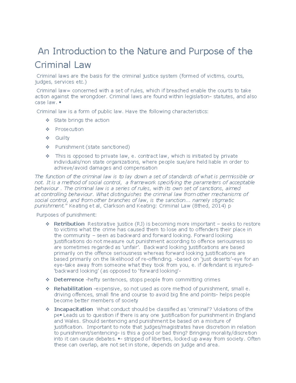 Criminal Law 01 An Introduction to the Nature and Purpose of the ...