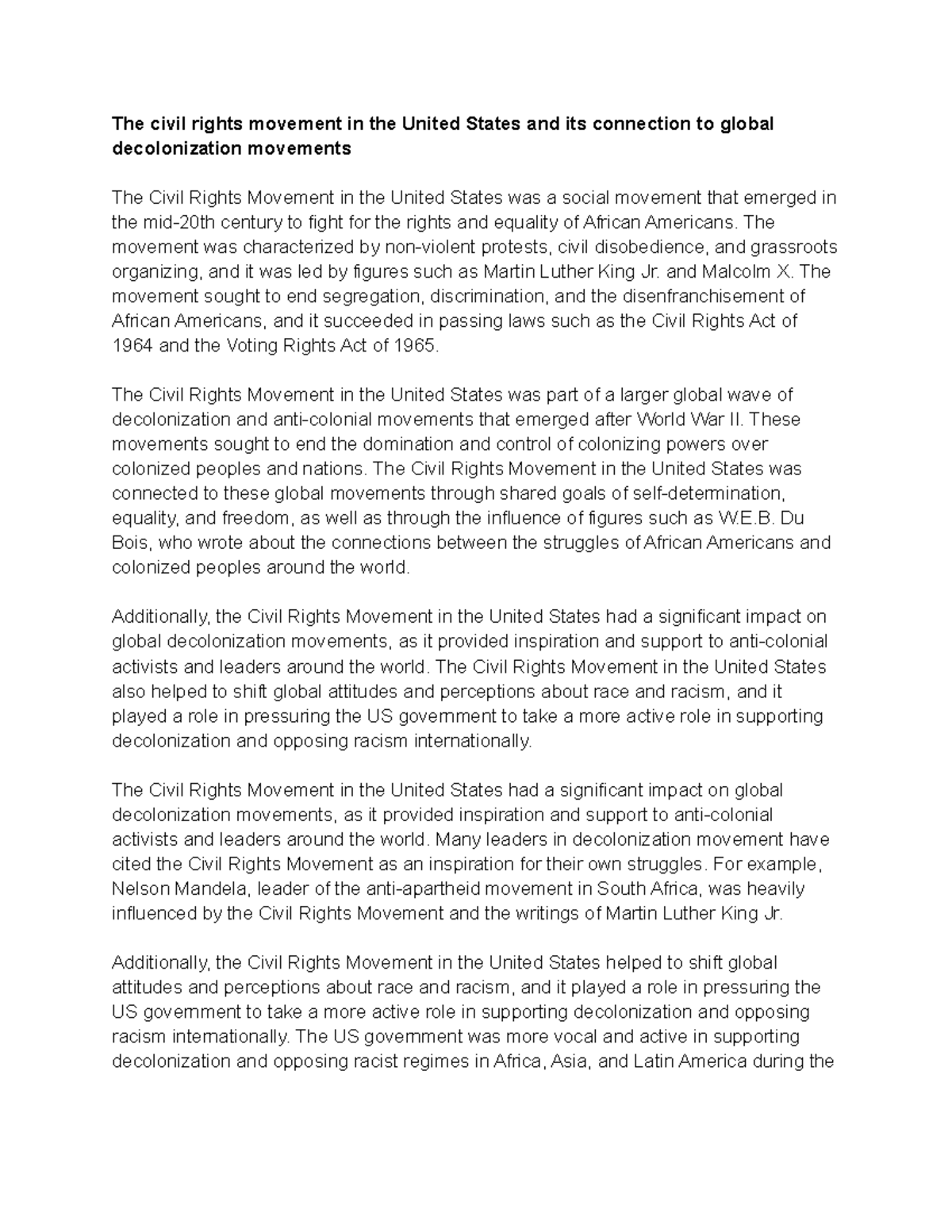 AFST Notes 4 - The civil rights movement in the United States and its ...