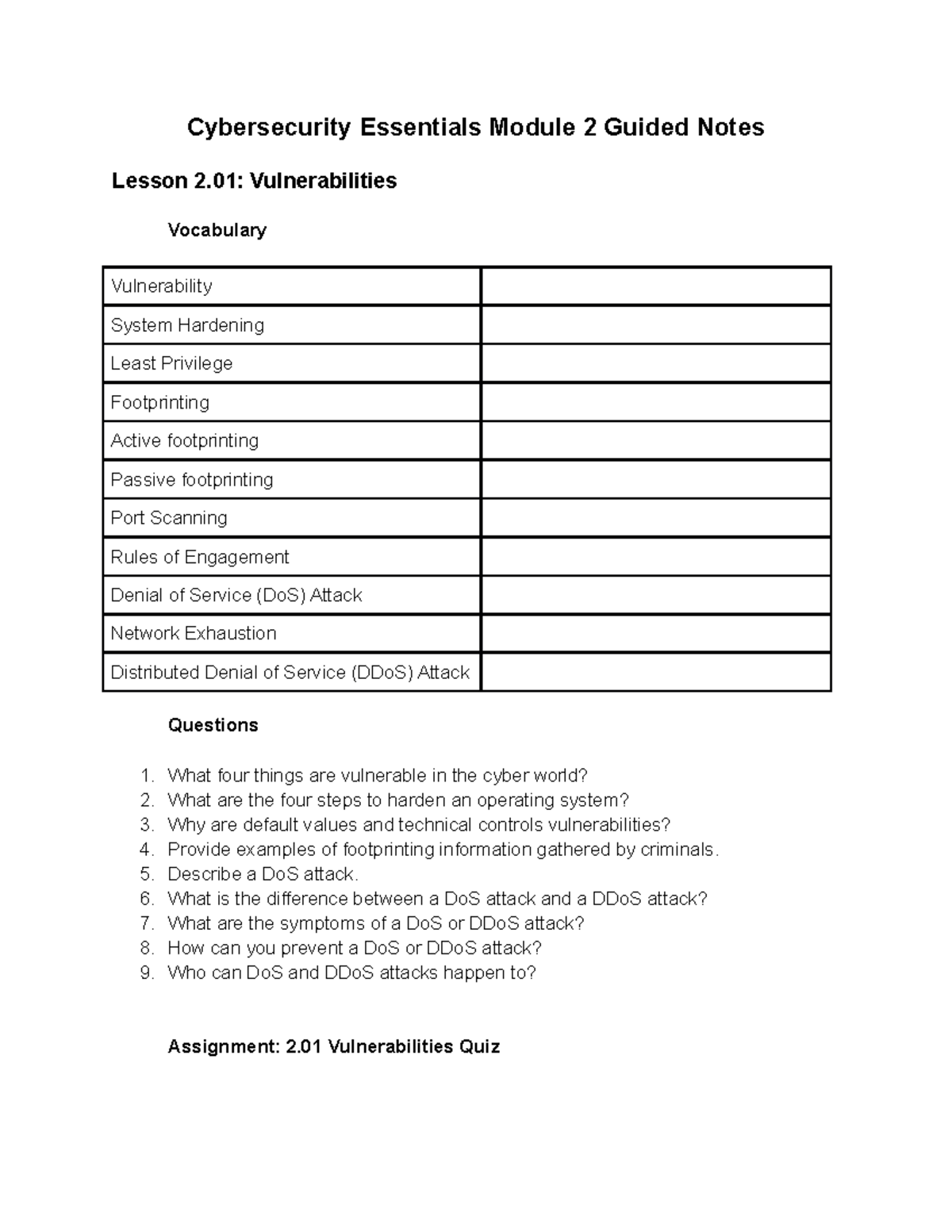 Module 2 Guided Notes - Cybersecurity Essentials Module 2 Guided Notes ...