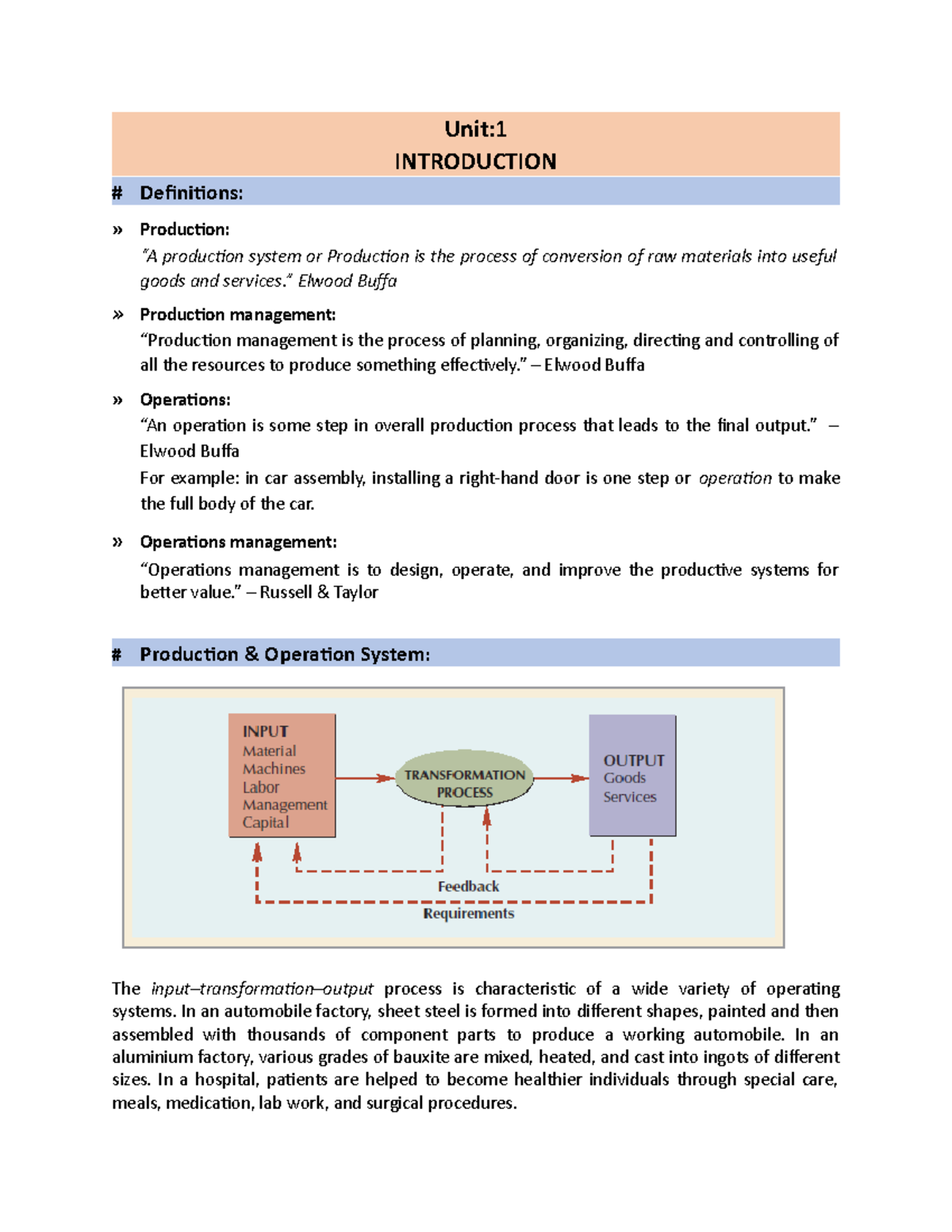 PM Unit1 - introduction - Unit: INTRODUCTION # Definitions ...