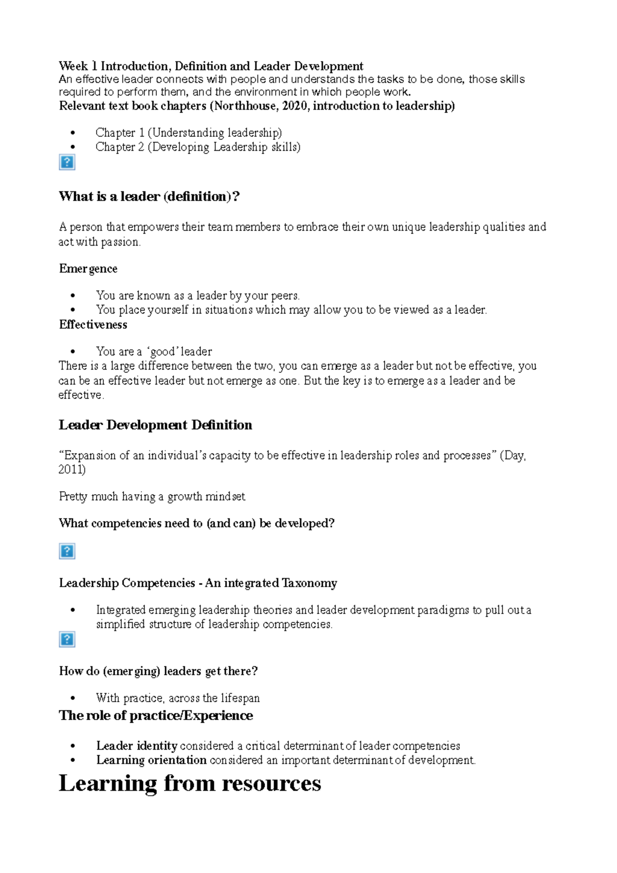 Week 1 Leadership Summary - Week 1 Introduction, Definition and Leader ...