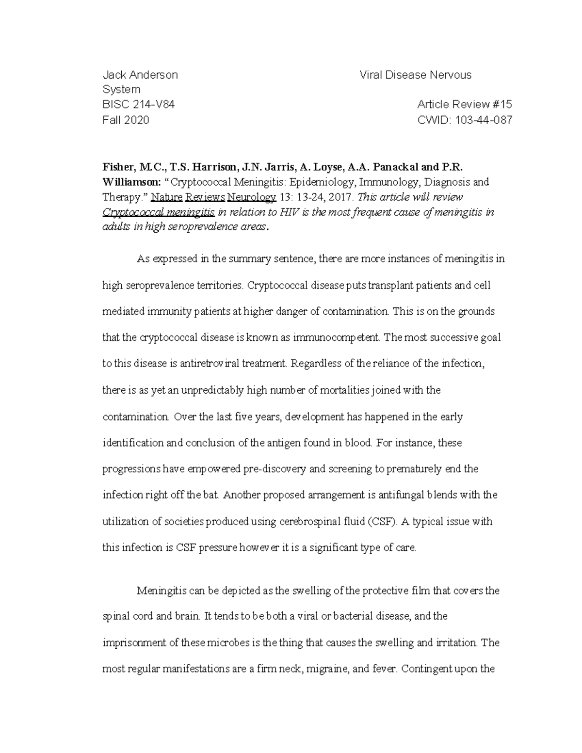 Jack Anderson AR 15 Jack Anderson Viral Disease Nervous System BISC