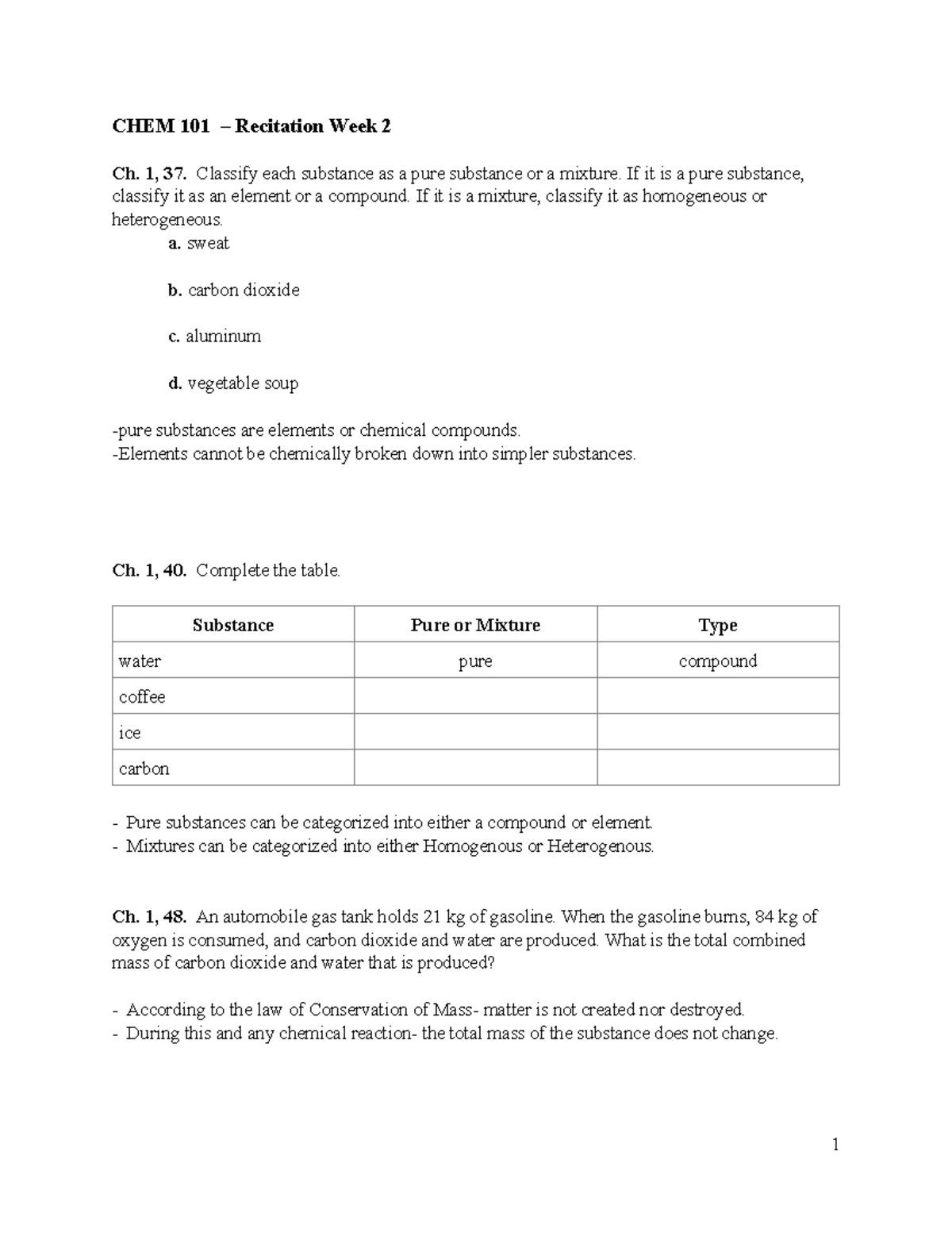 Chem 101 Rec Week 2 New Chem 101 Recitation Week 2 Ch 1 37