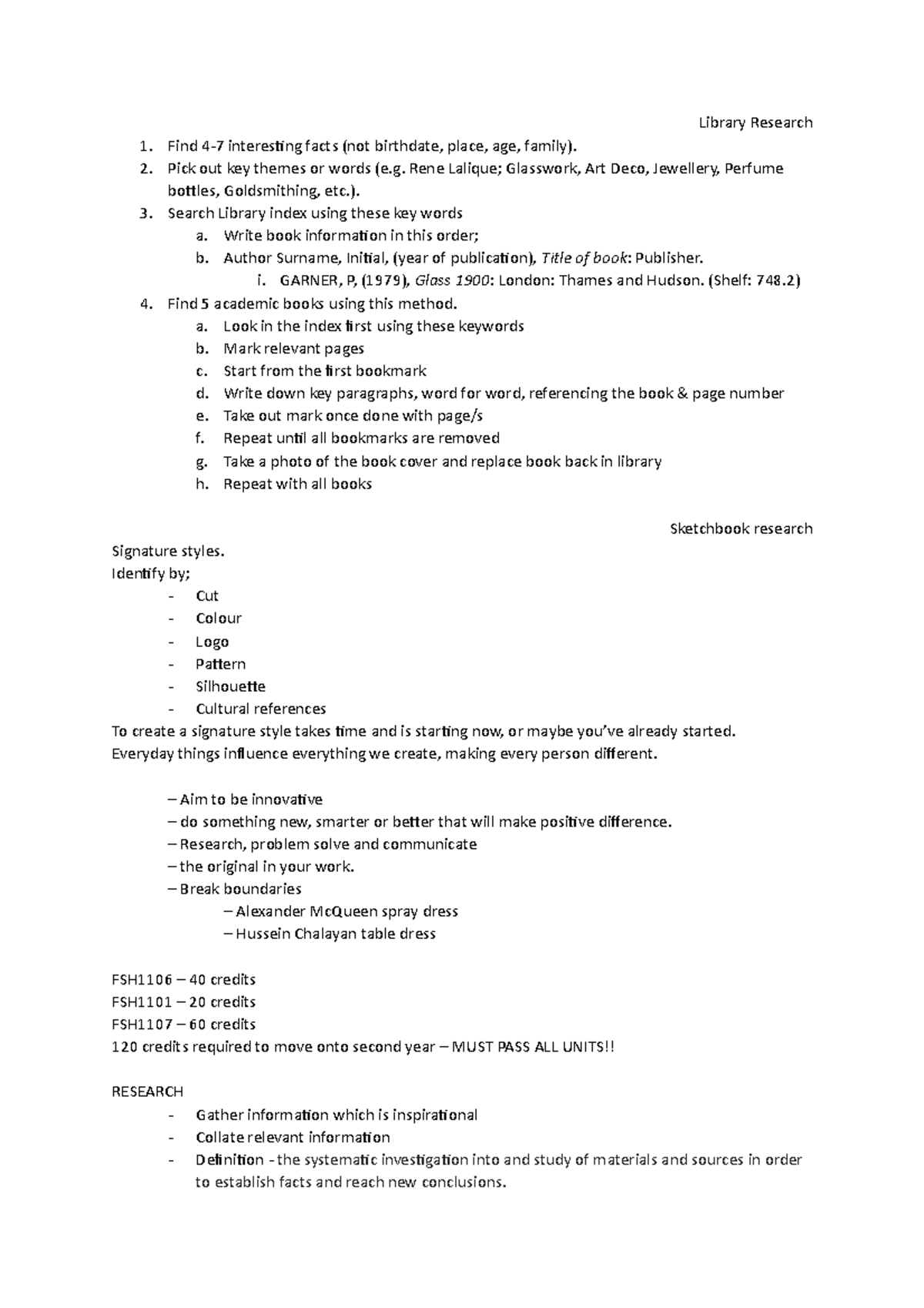 Research Method Notes - Library Research 1. Find 4-7 interesting facts ...
