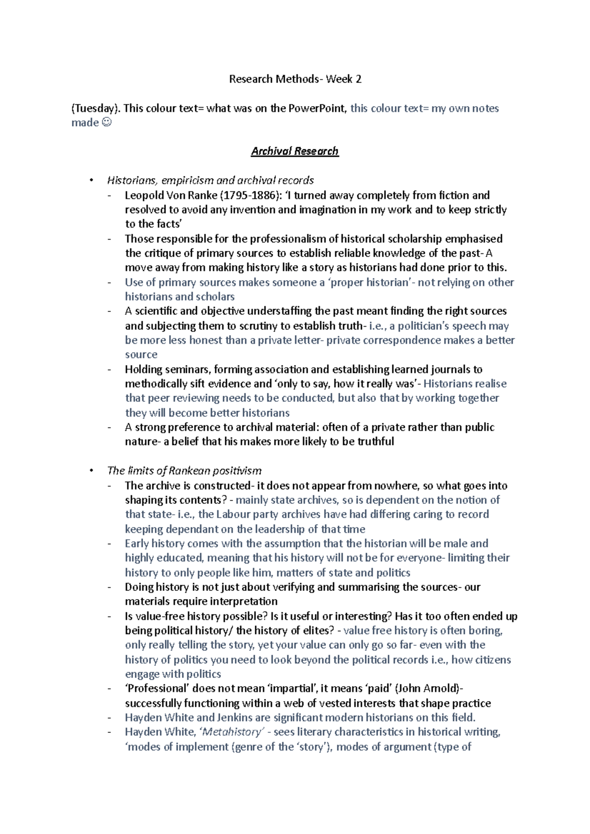 Week 2 Tuesday - Archival Research - Research Methods- Week 2 (Tuesday ...