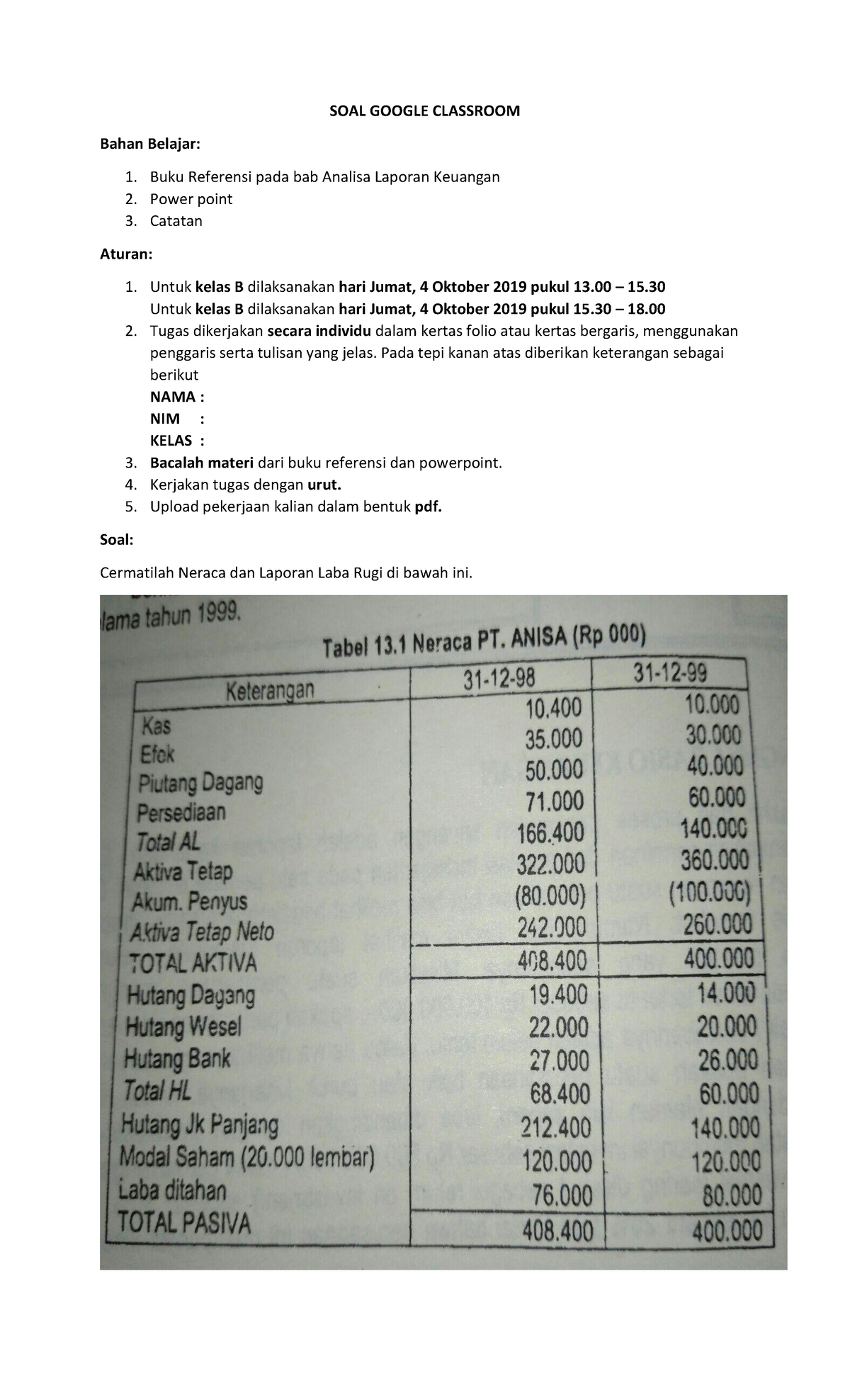 Soal Manajemen Keuangan Pbk Jumat 4 Oktober 2019 - SOAL GOOGLE ...