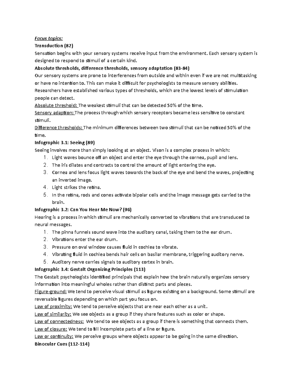 PSY 170 Chapter 3 - Information is from the book provided that semester ...