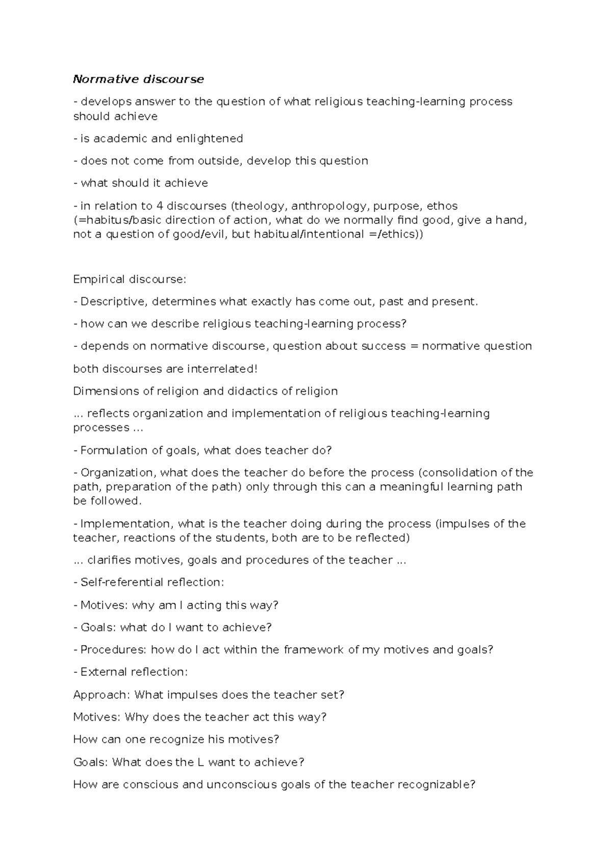 Normative discourse - Lecture notes 1 - Normative discourse develops ...