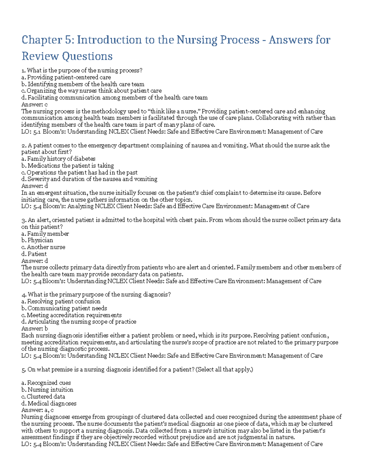 Chapter 5 Review Questions & Answers - Chapter 5: Introduction to the ...