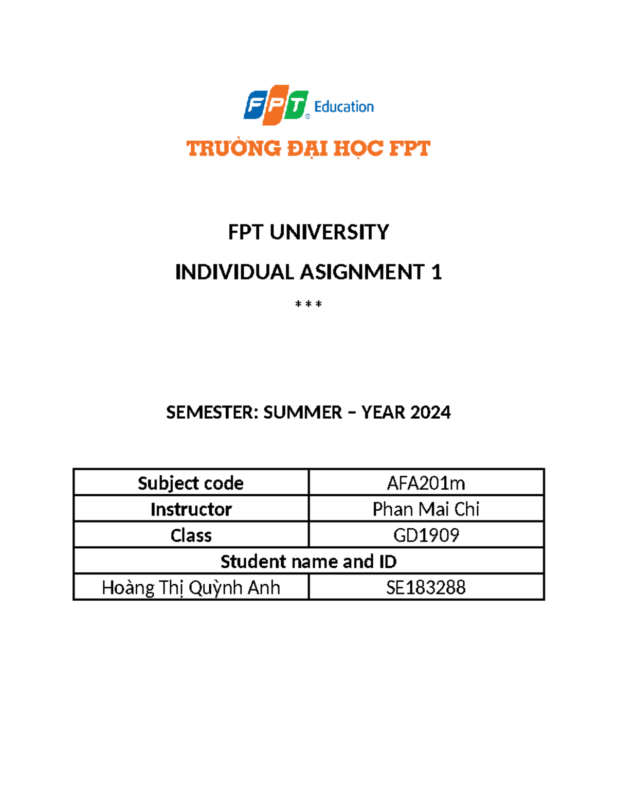 Anatomy - art - FPT UNIVERSITY INDIVIDUAL ASIGNMENT 1 SEMESTER: SUMMER ...