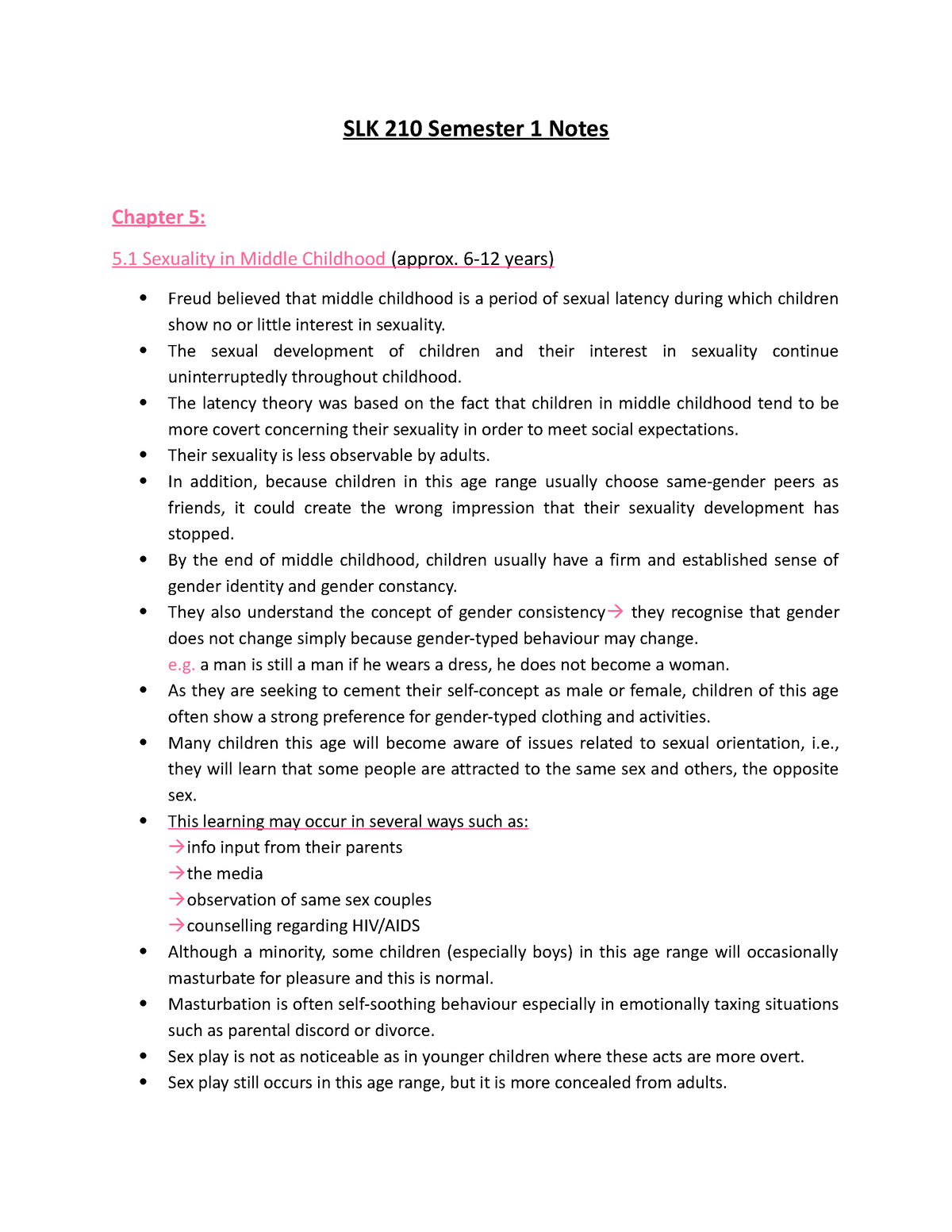 SLK 210 Notes - Child And Adolescent Development - SLK 210 Semester 1 ...