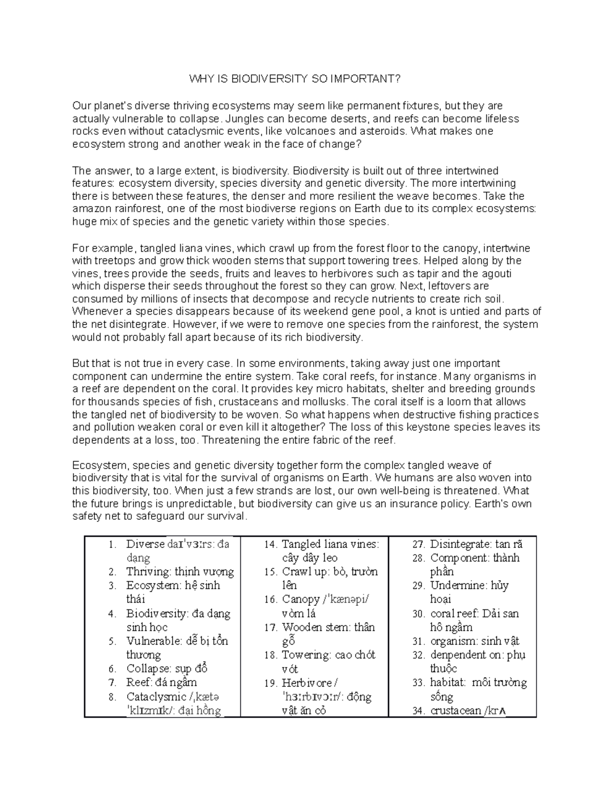 Presentation - Why is biodiversity so important? - WHY IS BIODIVERSITY ...