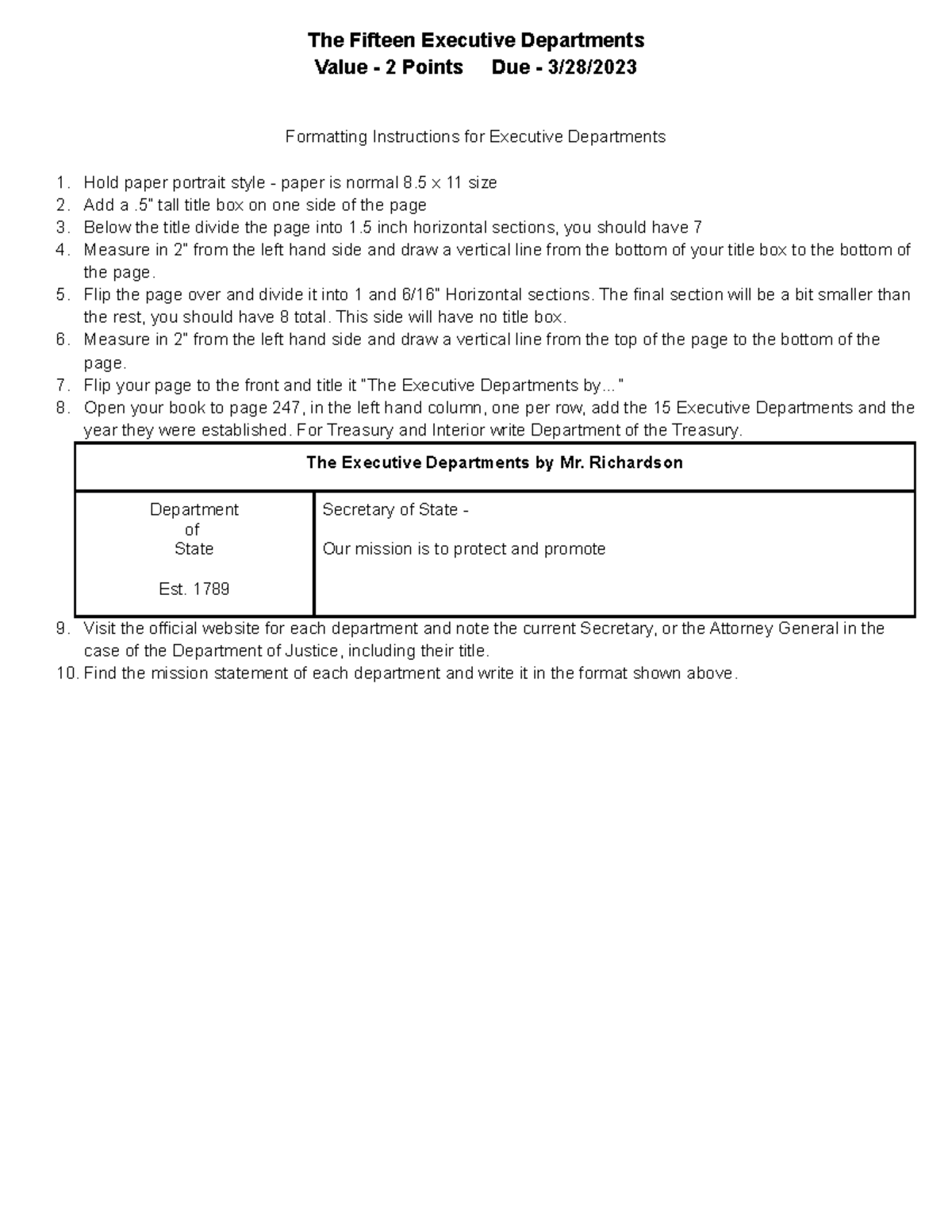 Formatting Instructions for Executive Departments - The Fifteen ...