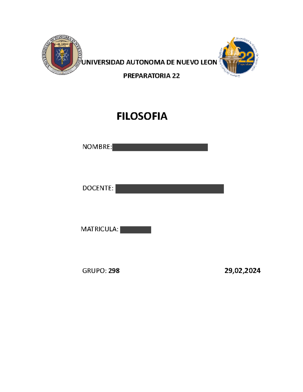 TRABAJO Ev3 FILO - UNIVERSIDAD AUTONOMA DE NUEVO LEON PREPARATORIA 22 ...