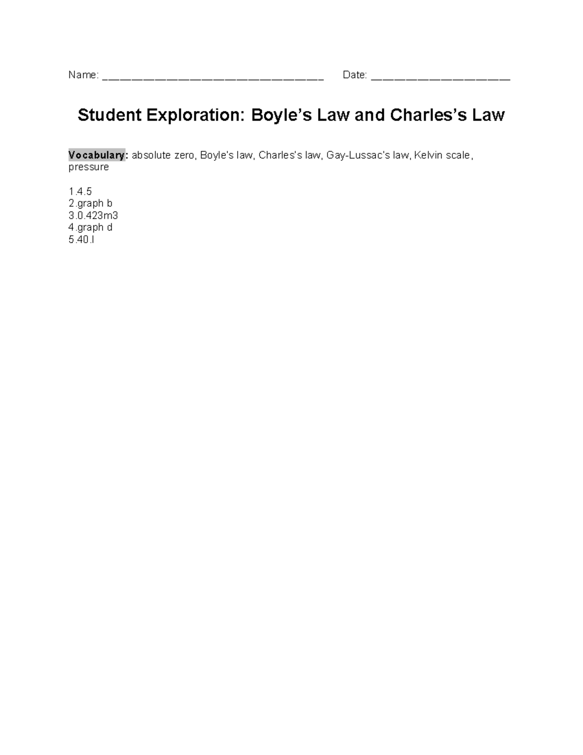 2.10 Gizmo Charles's Law Part B - Name ...