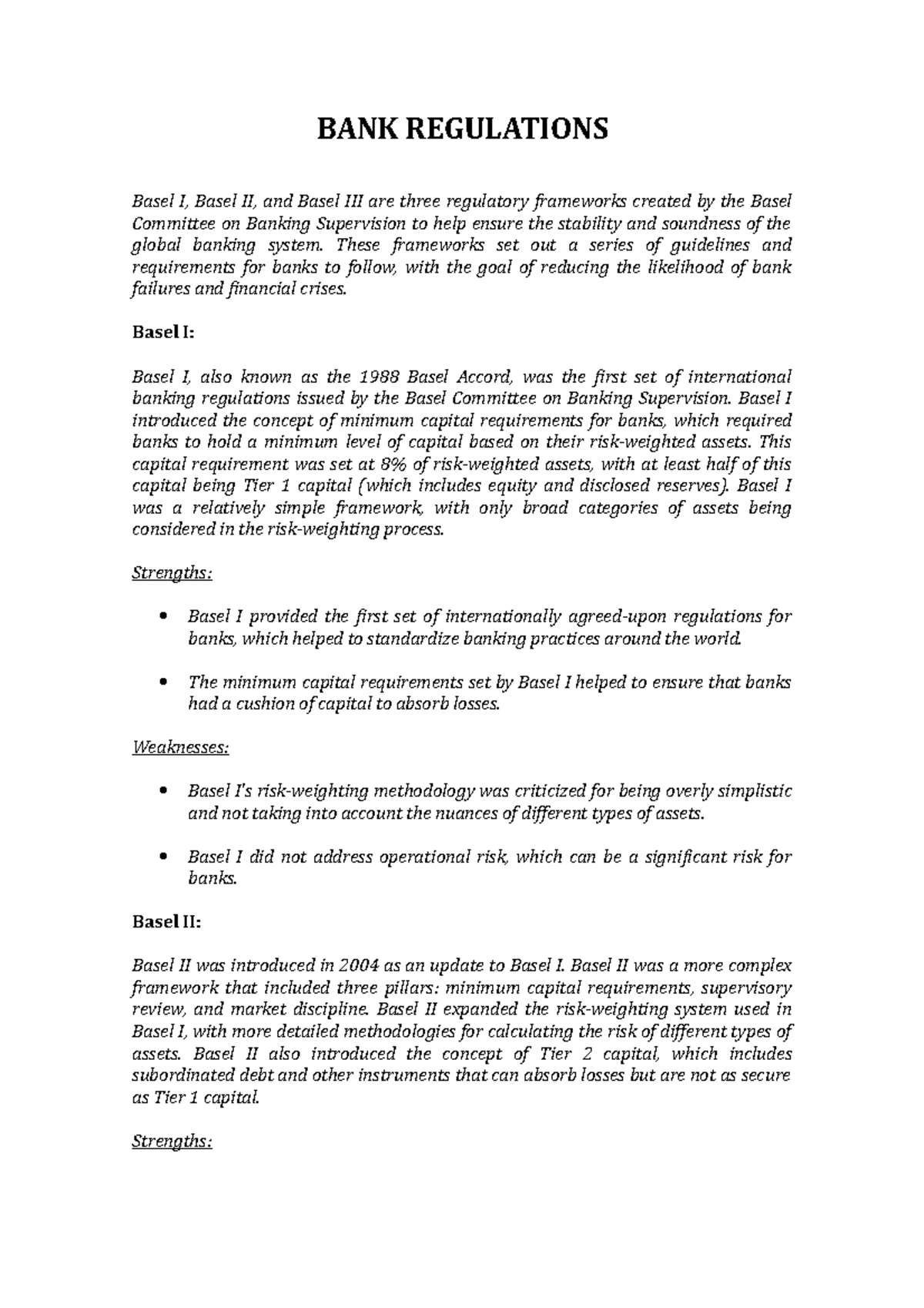 BANK Regulations bank regulation practice usefull BANK REGULATIONS