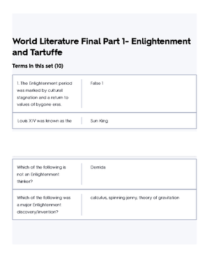 World Lit 2- Enlightenment Flashcards Quizlet - World Lit 2 ...