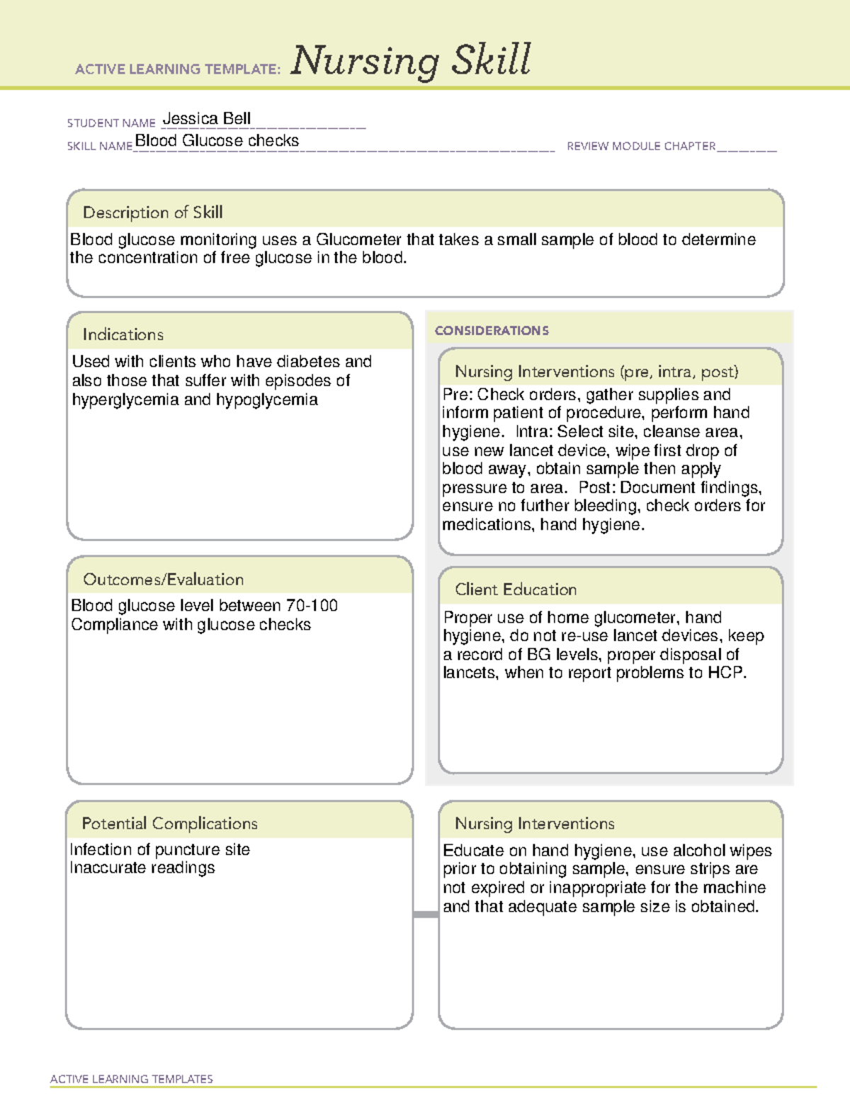 Nursing Skill Capstone WK2 GNUR210 ACTIVE LEARNING TEMPLATES