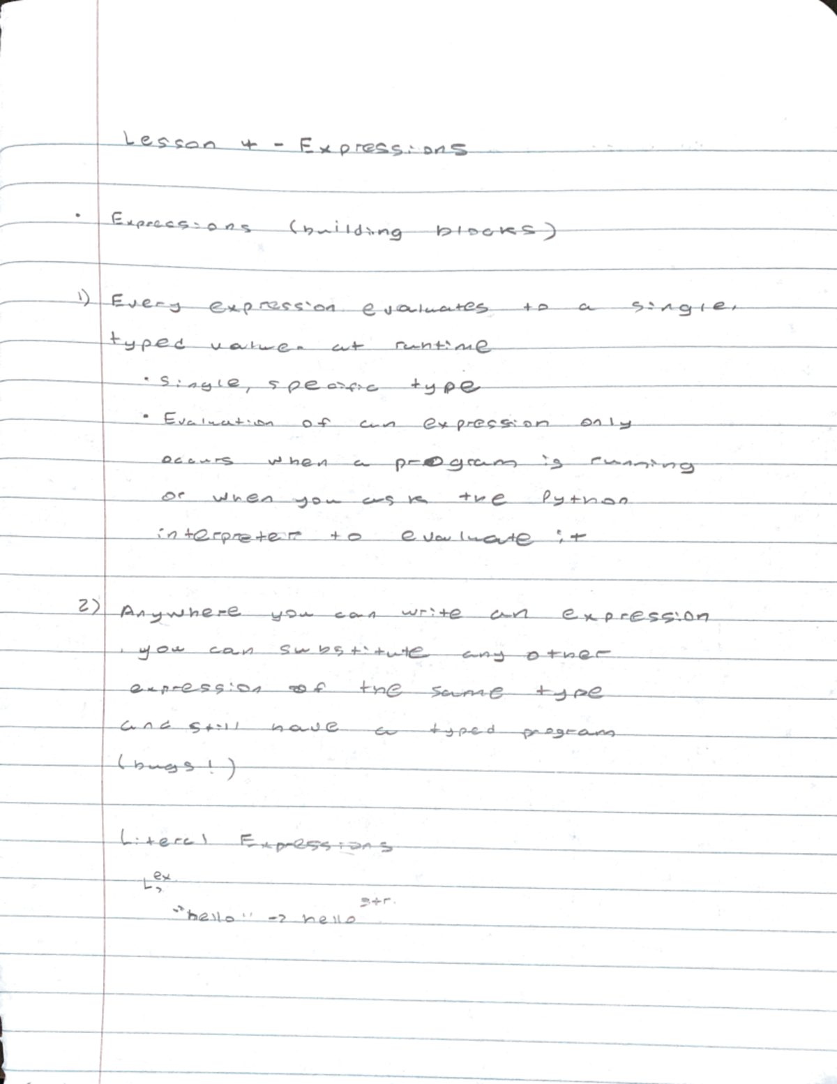 Lesson 4 Notes - Expressions & Diff. Operators - COMP 110 - Studocu