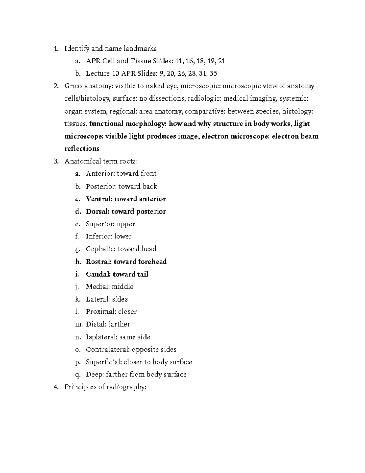 Study Guide - Identify and name landmarks a. APR Cell and Tissue Slides ...