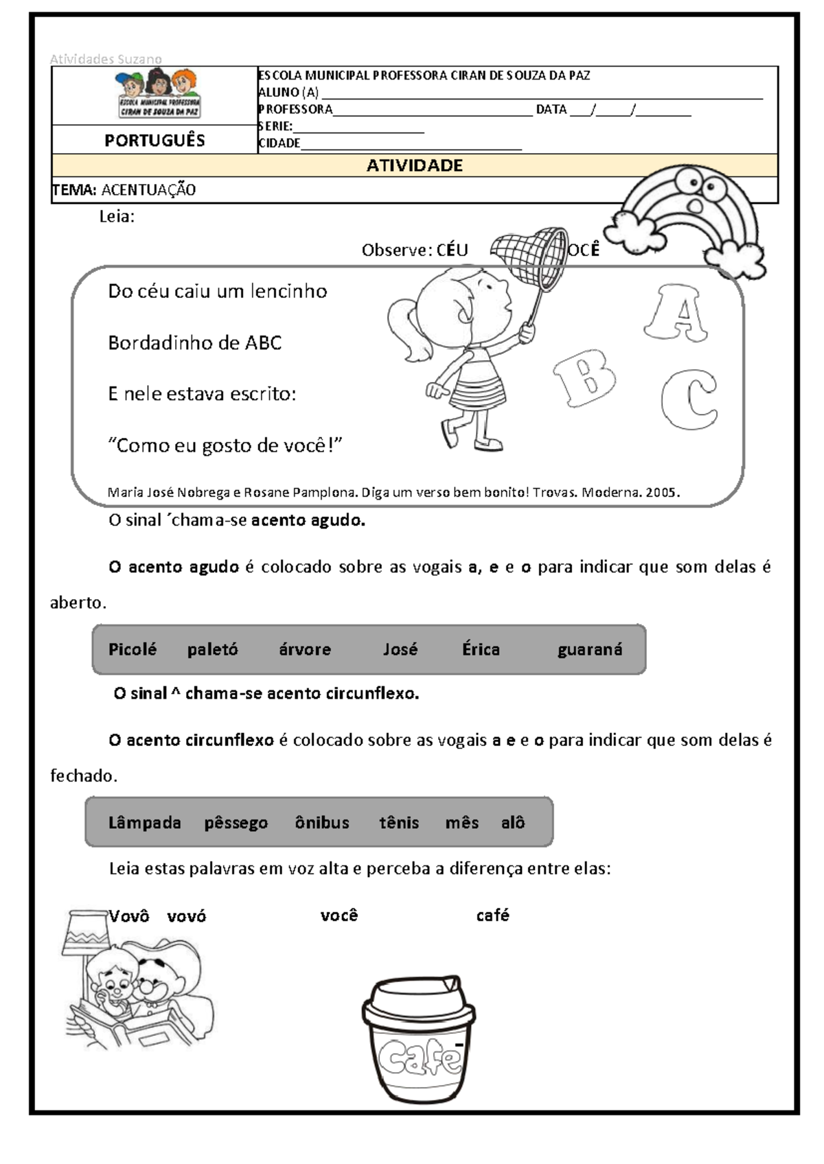 Acento agudo e circunflexo - Atividades Suzano ESCOLA MUNICIPAL ...