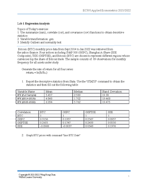 Lab 3 Autocorrelation - lab 3 - EC395 Applied Econometrics 2021/ Lab 3 ...