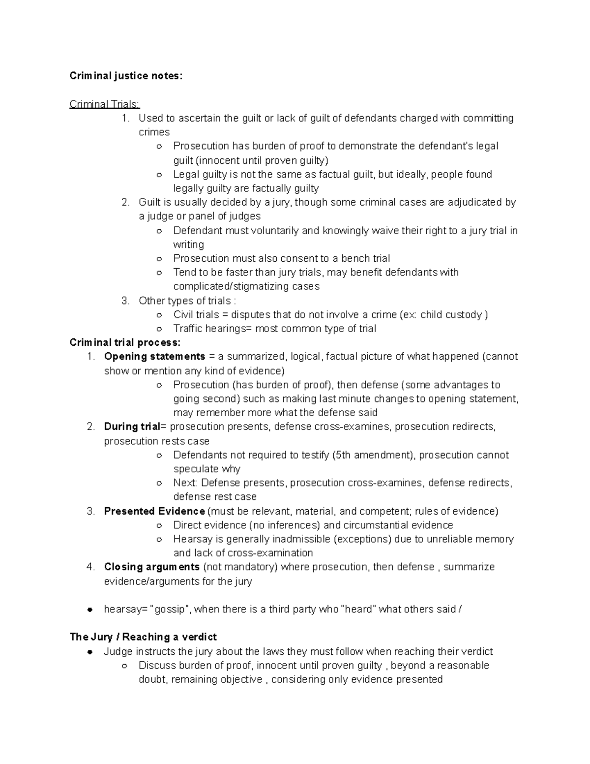 Criminal justice trials - Criminal justice notes: Criminal Trials: 1 ...