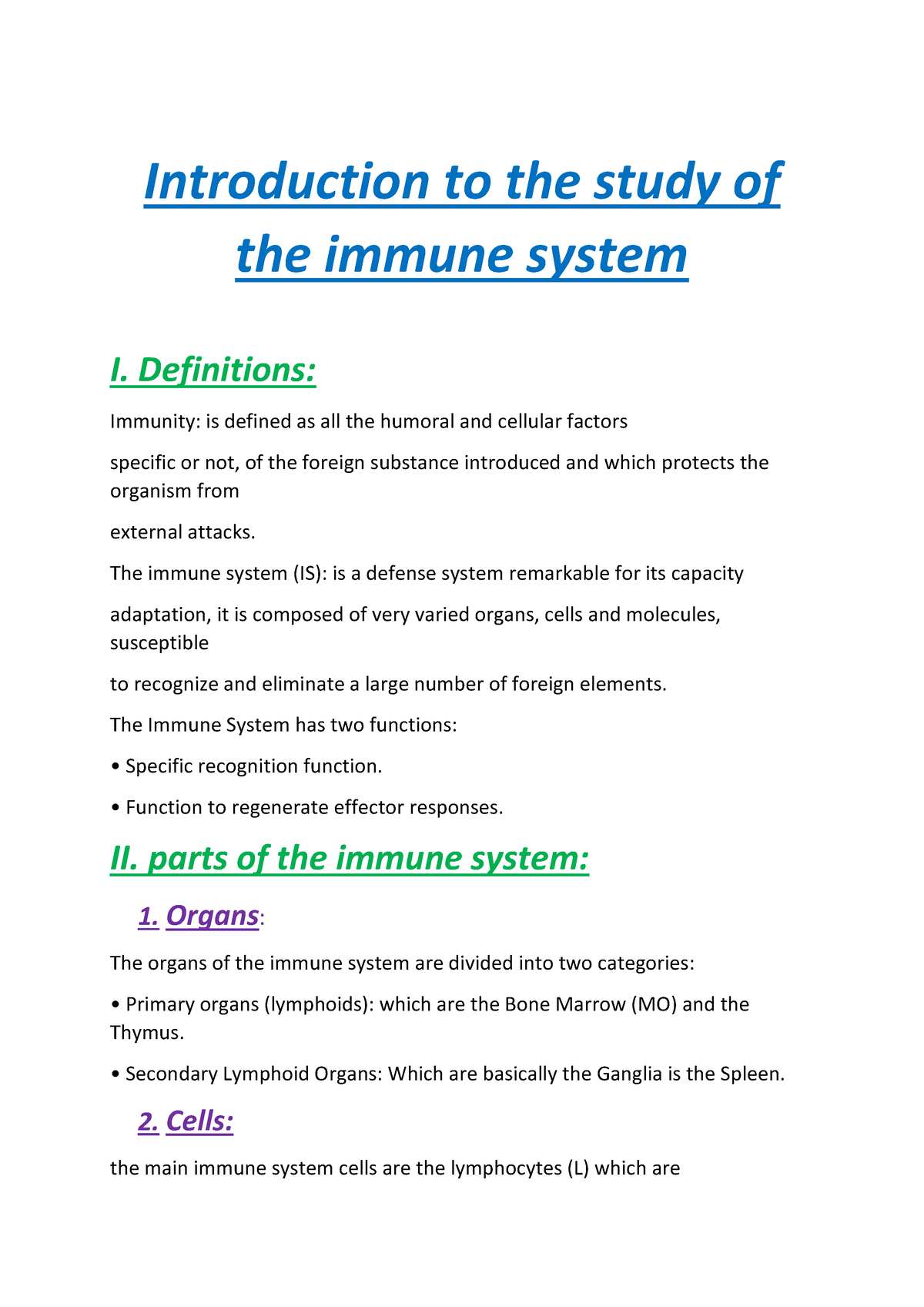 Introduction to the study of the immune system - Definitions: Immunity ...