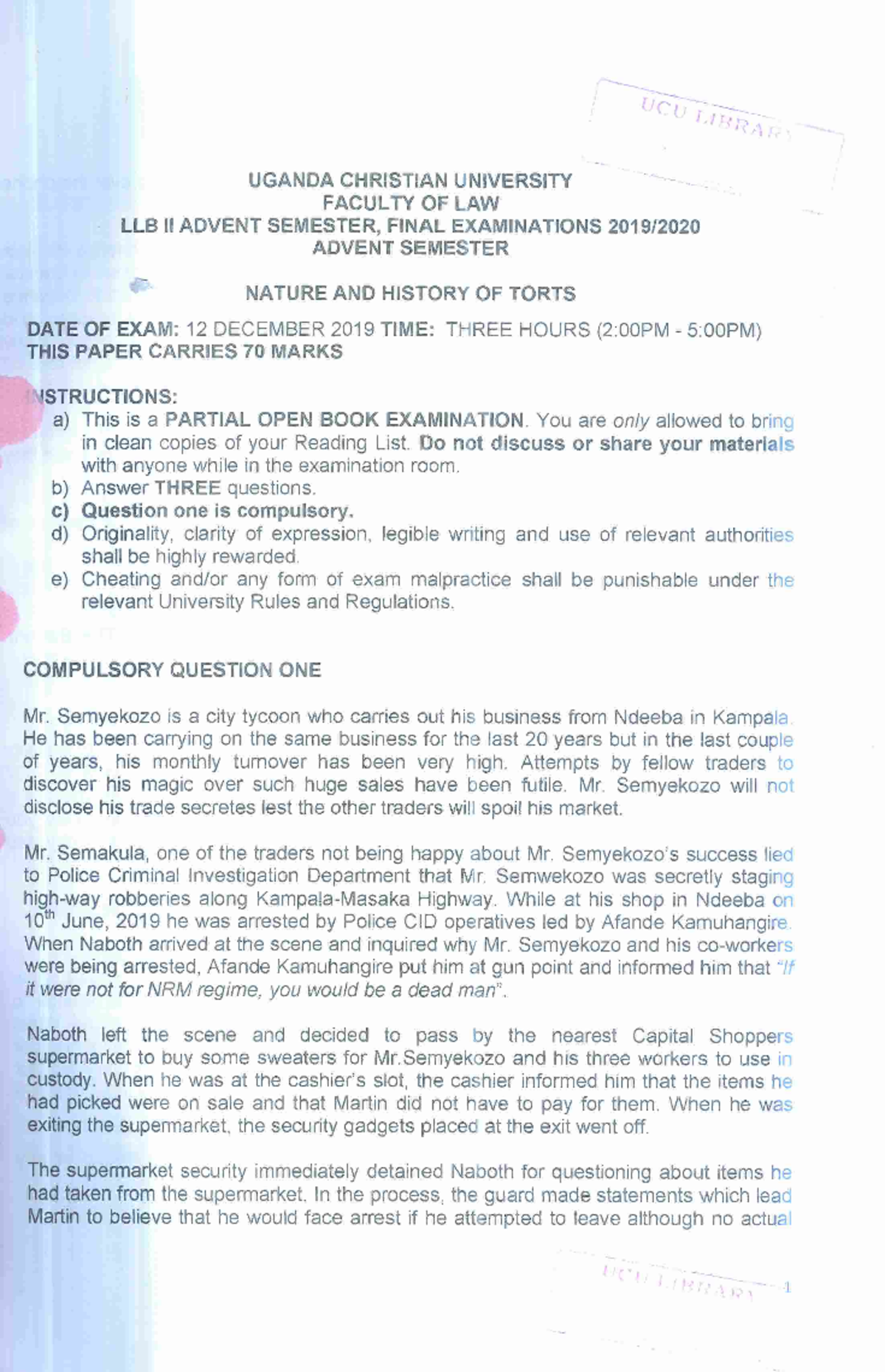 Law-exam-paper-llb-2-2019 - BACHELOR OF LAW - Studocu
