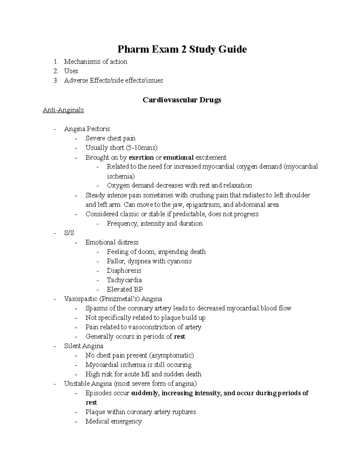 Pharm 2 Study Guide - Lecture notes and powerpoint information for exam ...