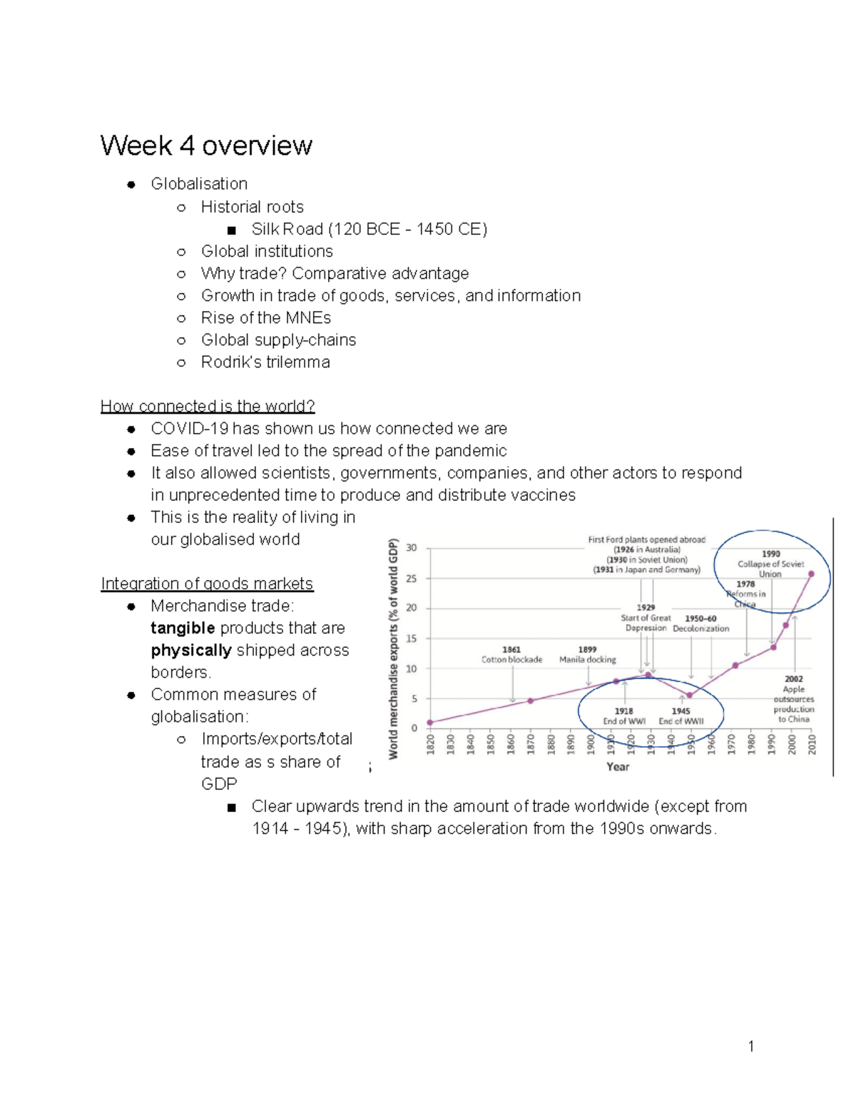 Week 4 Globalisation - Lecture notes - Week 4 overview Globalisation ...